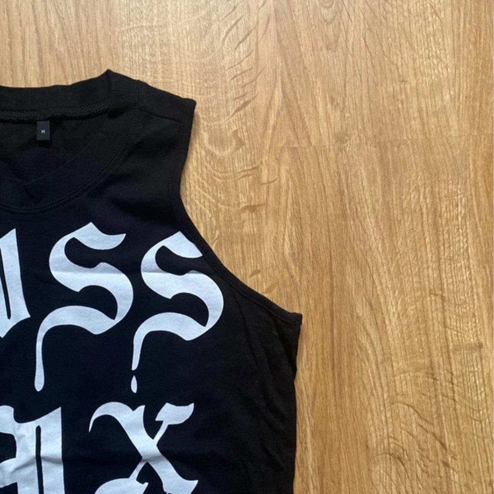 Amazing Vintage Miss Sixty Graphic Lettering Tunic Sleeveless Vest Top